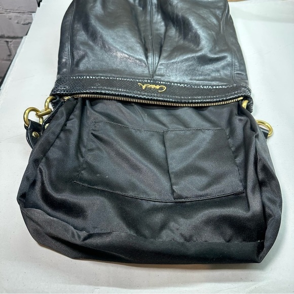 Coach Ashley Leather Hippie Black Reptile Trim Hobo Purse Handbag - Picture 7 of 15